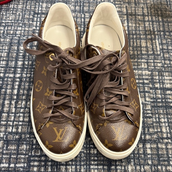 Authentic Louis Vuitton Brown and Monogram Women's Sneakers - Picture 1 of 7